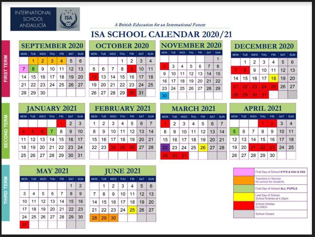 School Calendar - International School Andalucia